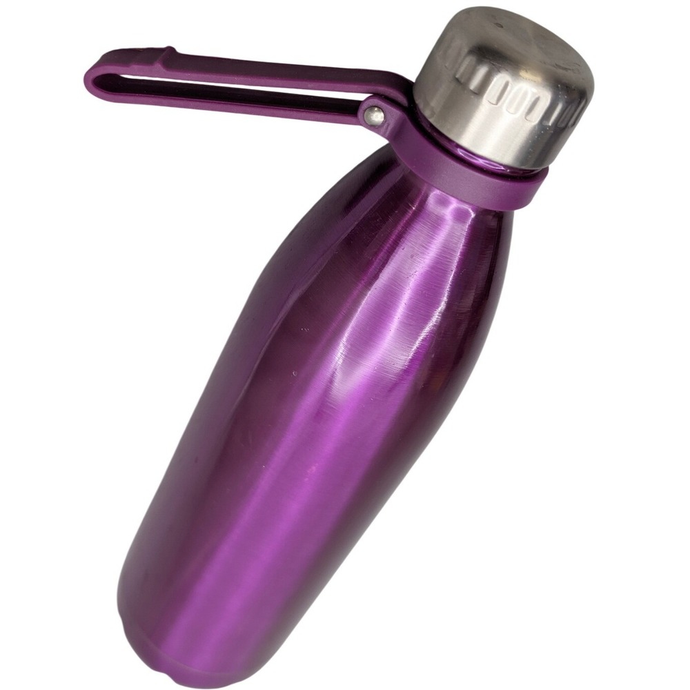 Manna Vogue Water Bottle 17oz Purple Stainless Steel Insulated Carabiner Clip